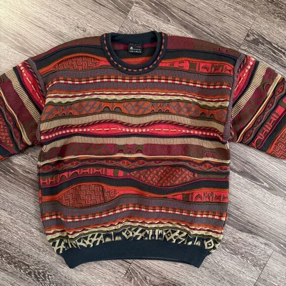 Emaroo Australia Men's Multicolor 3D Cable Knit Wool Sweater - Picture 5 of 7